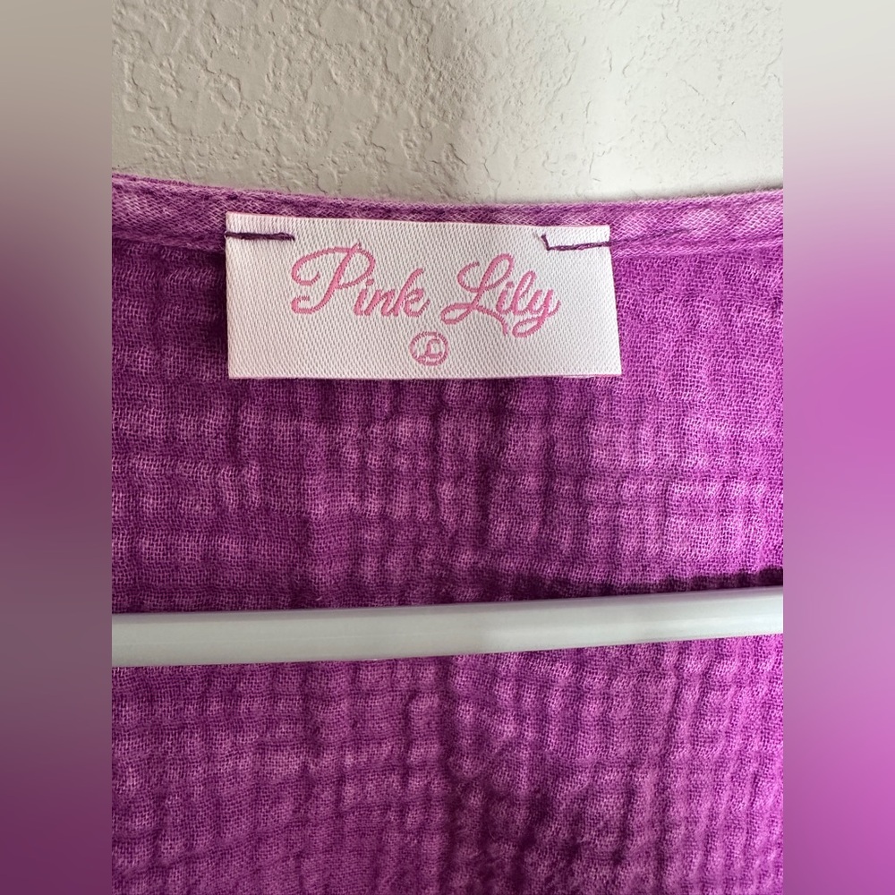 Fiesta Friday Purple Romper long sleeves distressed KRISTA X PINK LILY sz large - Picture 3 of 6